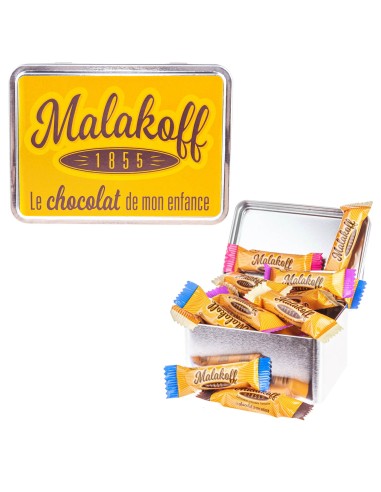 15 Mini Barres Chocolats Mélangés dans Boite Métal 112g. 1855