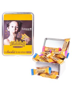 15 Mini Barres Chocolats Mélangés dans Boite Métal 112g. Croque