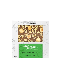 Tablette chocolat au lait 80g. - Noisettes