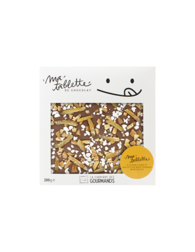 Tablette chocolat au lait 200g. - Citron meringué feuilletine