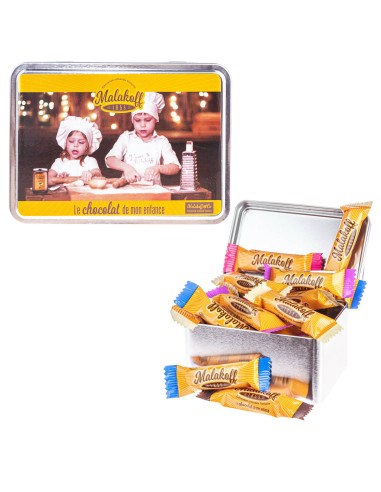 15 Mini Barres Chocolats Mélangés dans Boite Métal 112g. Cuisinier