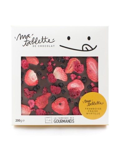 Tablette chocolat noir 200g. - Fruits rouges