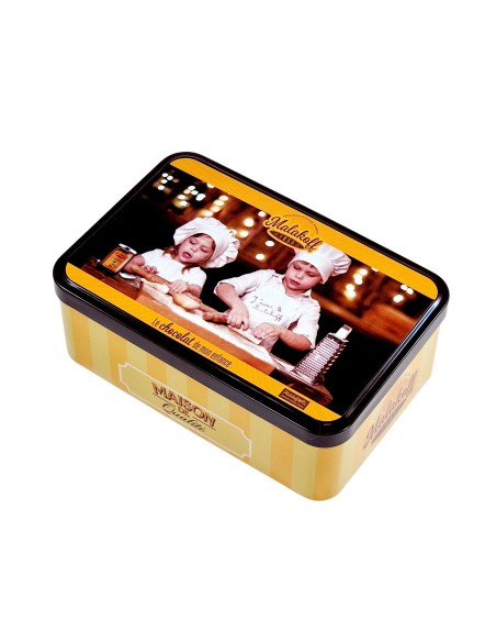 40 Mini Chocolats Mélangés Coffret Boite Métal 300g. Visuel Cuisinier