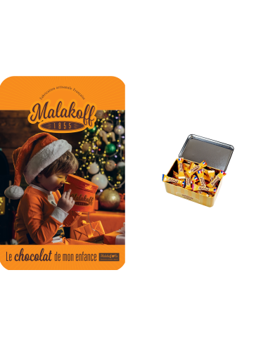 40 Mini Chocolats Mélangés Coffret Boite Métal 300g. Visuel Noël 