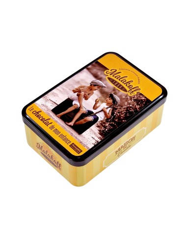 40 Mini Chocolats Mélangés Coffret Boite Métal 300g. Visuel Garçons