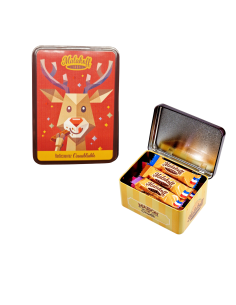 15 Mini Barres Chocolats Mélangés dans Boite Métal 112g. Renne 25