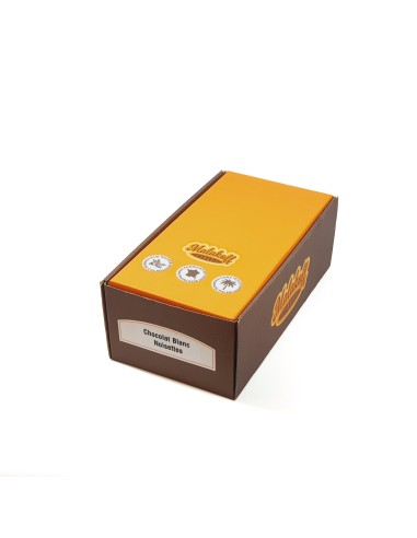 60 Chocolats Blanc Noisettes emballés 1,100kg.