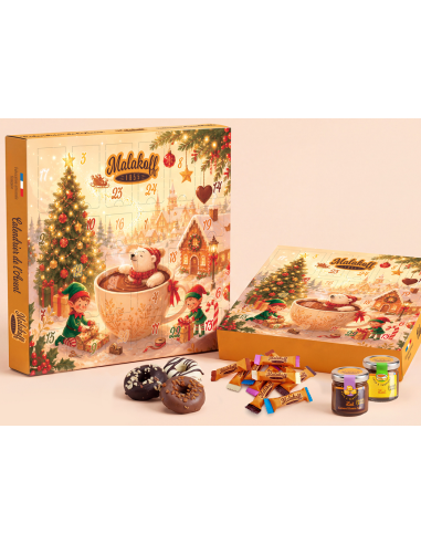 Calendrier de l'Avent 650g. BARRES+PÂTES+GUIMAUVES+SUJET