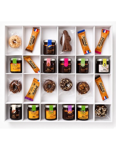 Calendrier de l'Avent 650g. BARRES+PÂTES+GUIMAUVES+SUJET