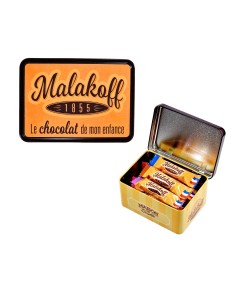 15 Mini Barres Chocolats Mélangés dans Boite Métal 112g. 1855