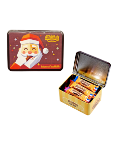 15 Mini Barres Chocolats Mélangés dans Boite Métal 112g. Père Noël 25