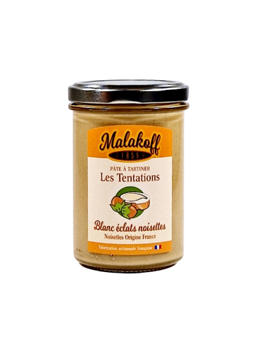 Pâte à tartiner Blanche Noisettes éclats Noisettes 240g.