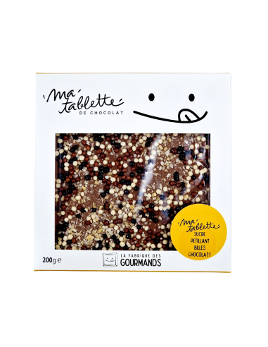 Tablette chocolat au lait 200g. - Sucre pétillant Déco 3 chocolats